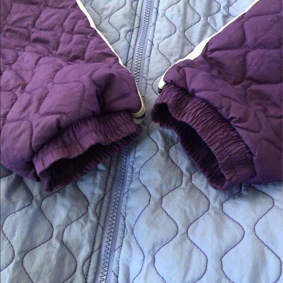 Adidas quited hooded reversible to fleece coat In purple & blue size XL - Picture 11 of 13